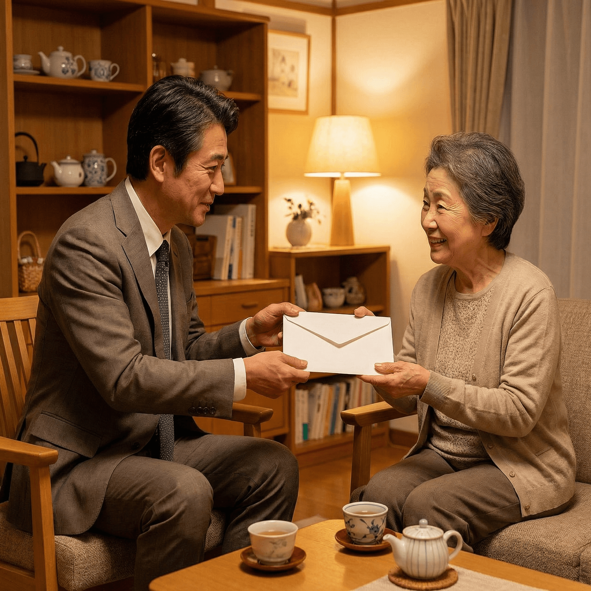 現金の受け渡し